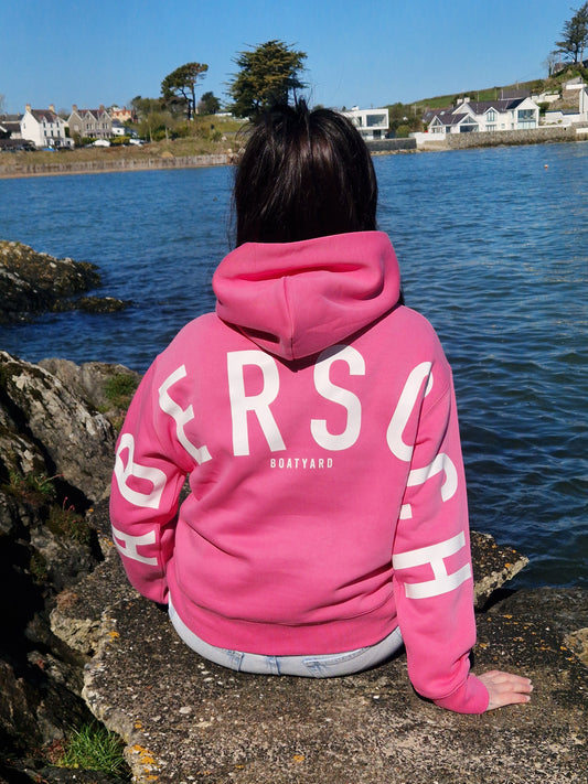 Abersoch Back Print Hoodie, Charity Pink