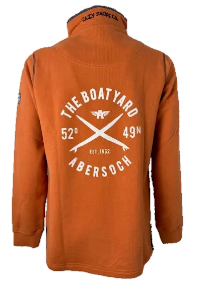 Lazy Jacks Crossed Surf Design 1/4 Zip Sweatshirt, Orange