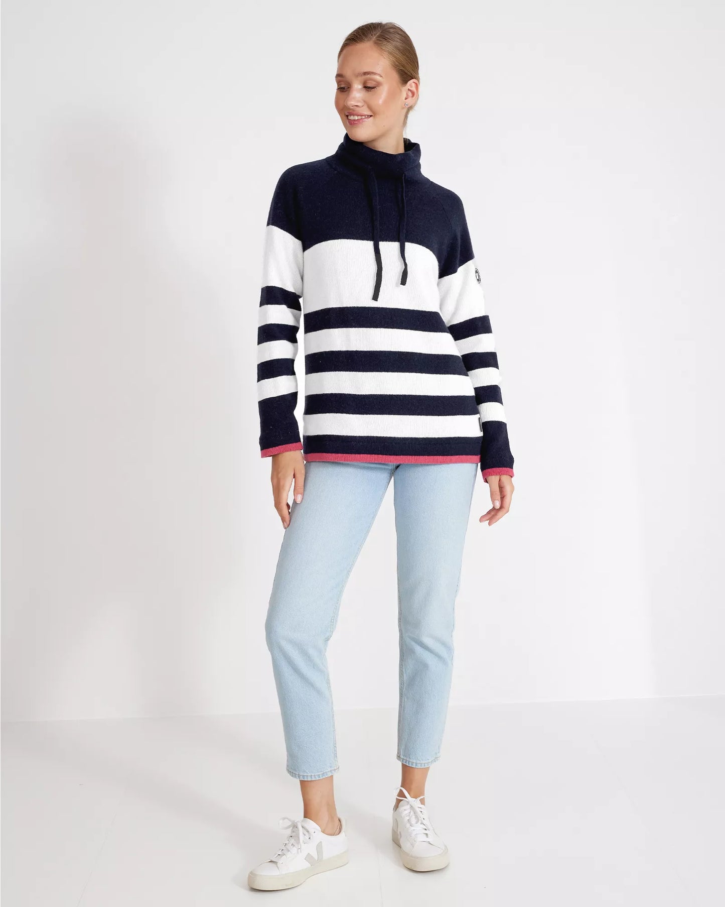 Angelica Knitted Windproof, Navy Multi