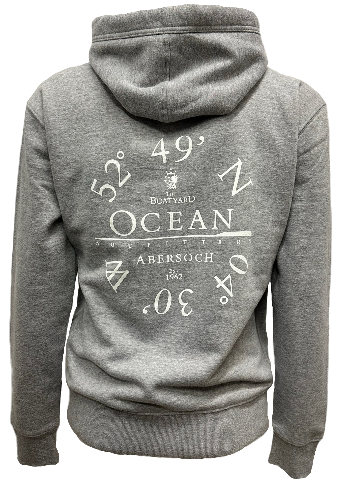 Cyd-drefniant Cefnfor Cotwm Organig Hoodie, Llwyd