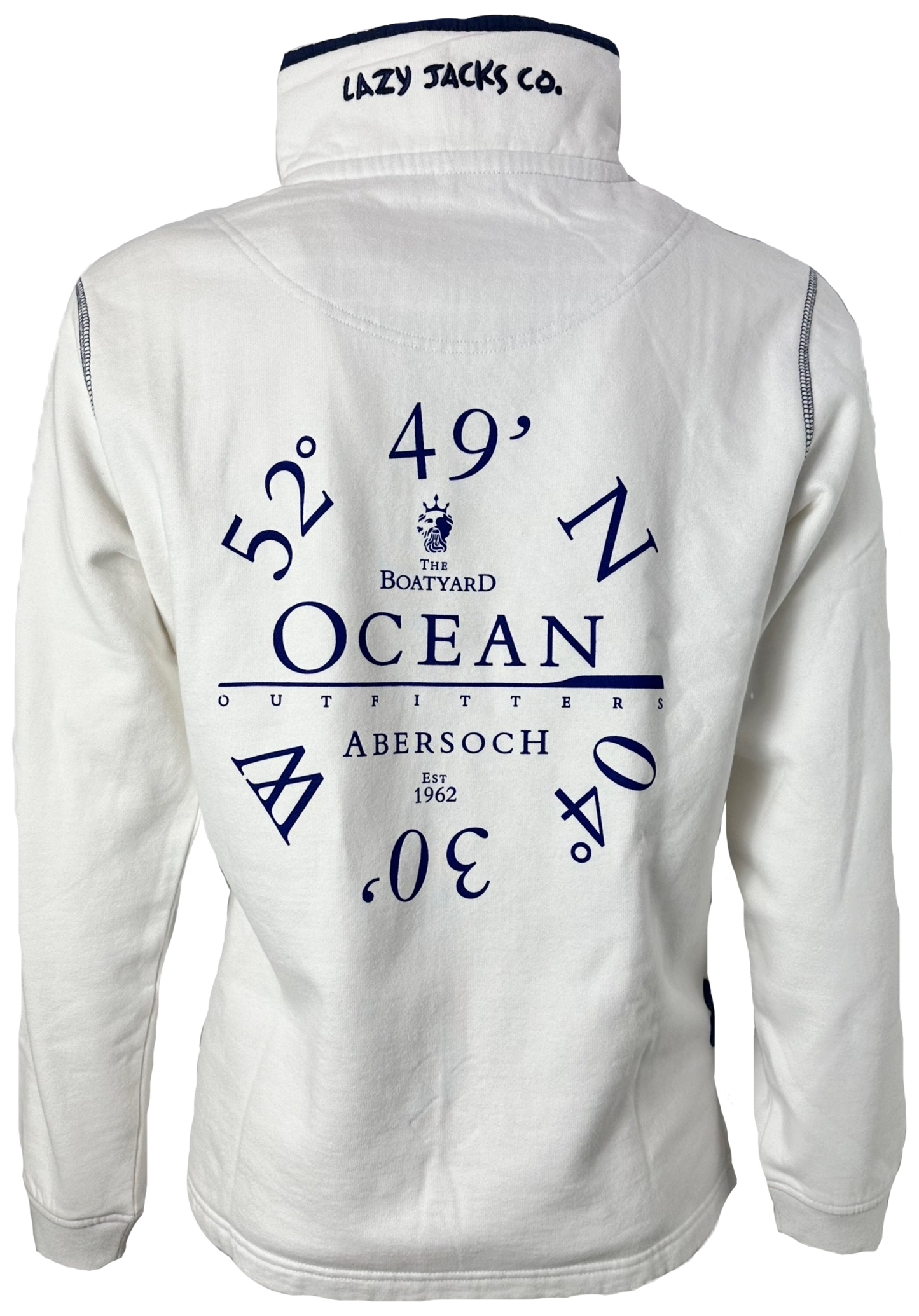 Lazy Jacks Ocean Co-Ord Design 1/4 Zip Sweatshirt, White