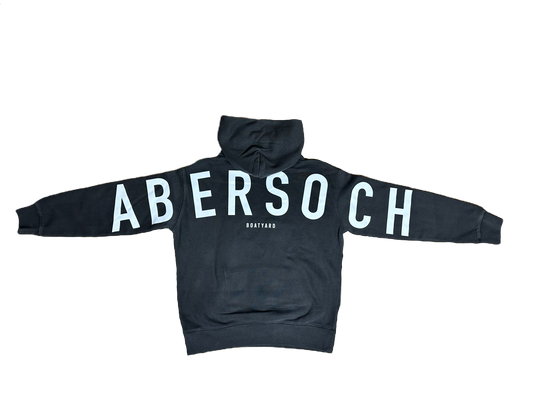 Abersoch Back Print Hoodie, Washed Black