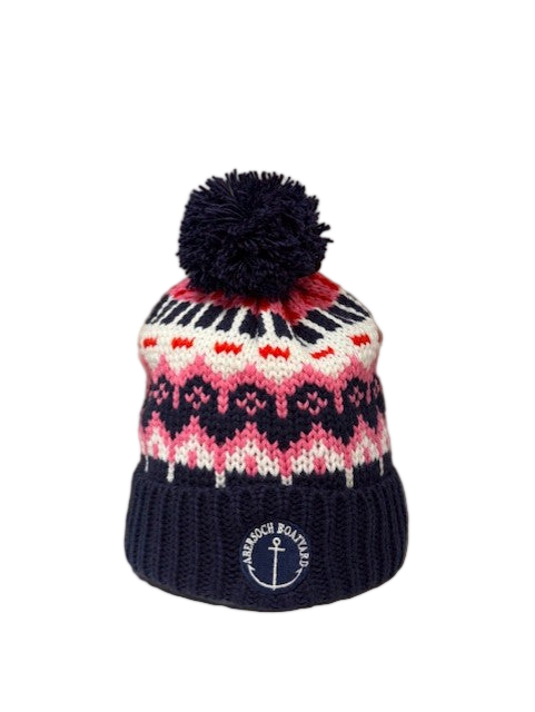 Fleece Lined Bobble Hat, Pink Fairisle