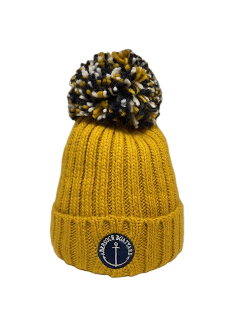 Fleece Lined Bobble Hat, Mustard