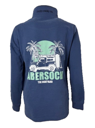 Lazy Jacks Sun Rover Design 1/4 Zip Sweatshirt, Denim