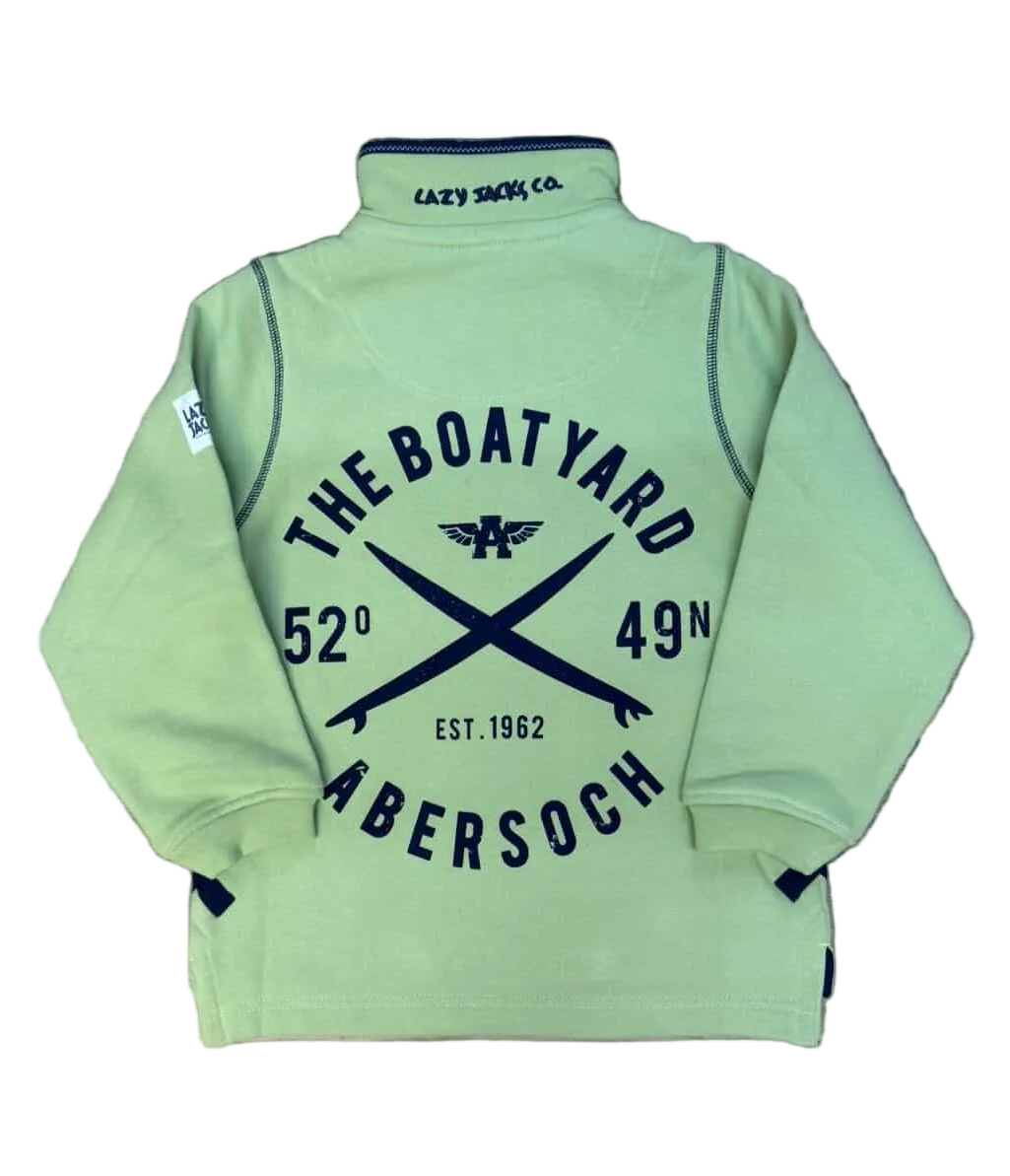 Lazy Jacks Ocean Crossed Surfboard Design 1/4 Zip Sweatshirt, Lime