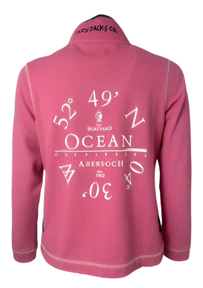 Lazy Jacks Button Neck Pique Sweatshirt, Pink