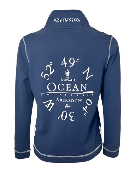 Lazy Jacks Button Neck Pique Sweatshirt, Twilight