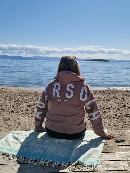 Abersoch Back Print Hoodie, Dusky Rose