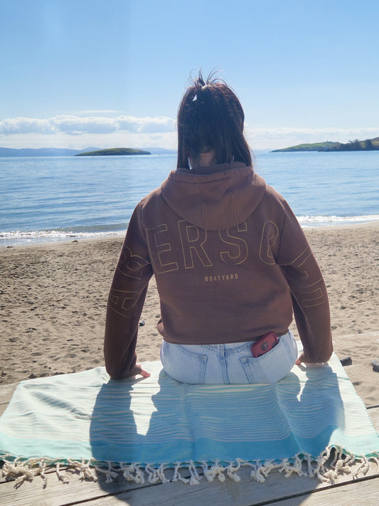 Abersoch Back Print Hoodie, Brown & Gold