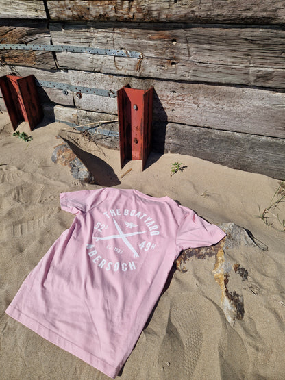 Crossed Surf Design T-Shirt, Pink