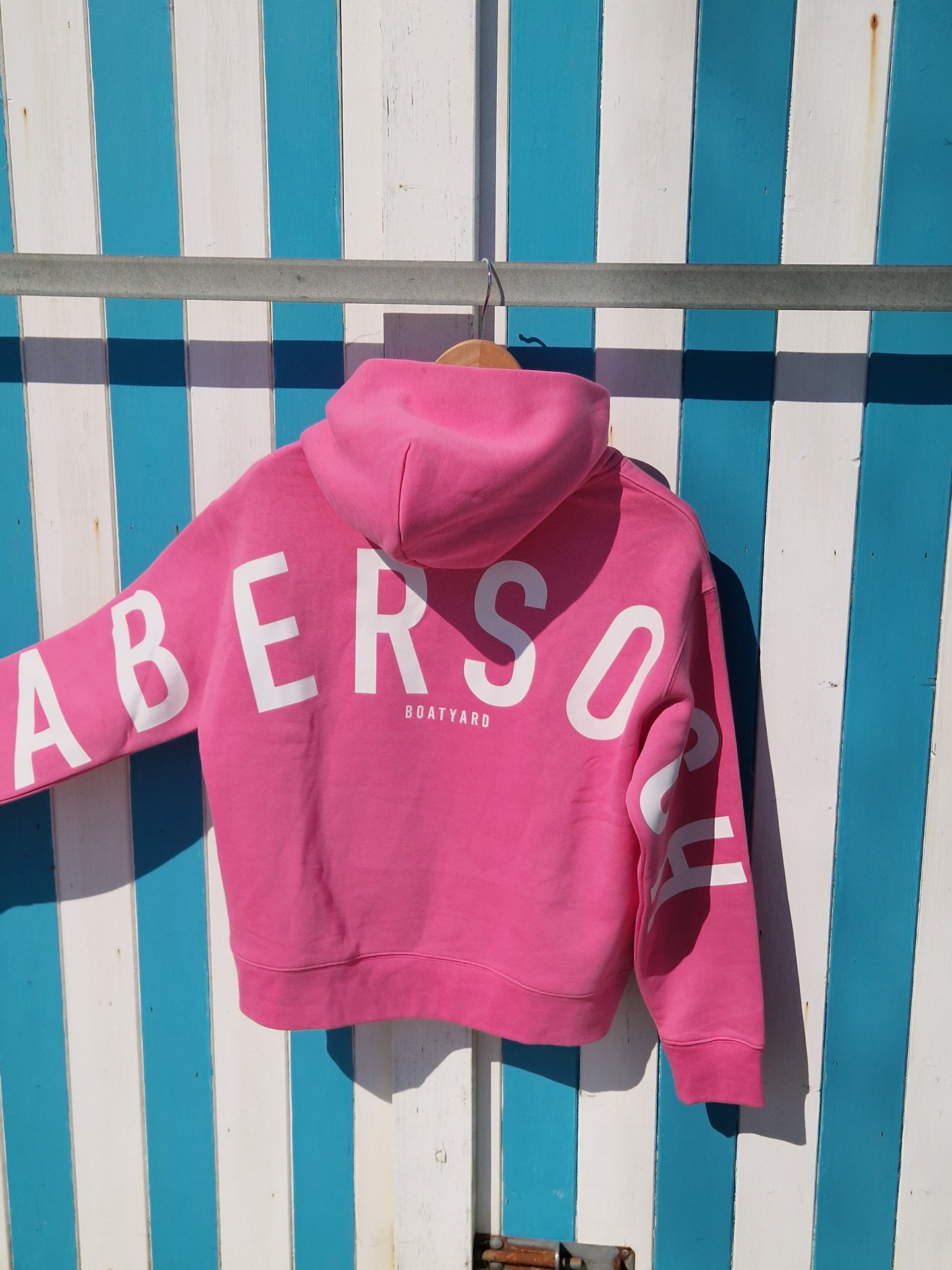 Abersoch Back Print Hoodie, Charity Pink