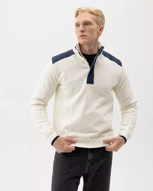 Eskil T Neck 1/4 Zip Windproof, Off White