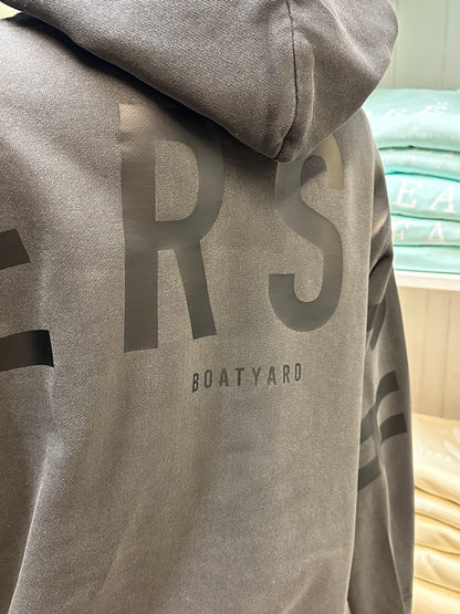 Abersoch Back Print Hoodie, Brecon - Black On Black.