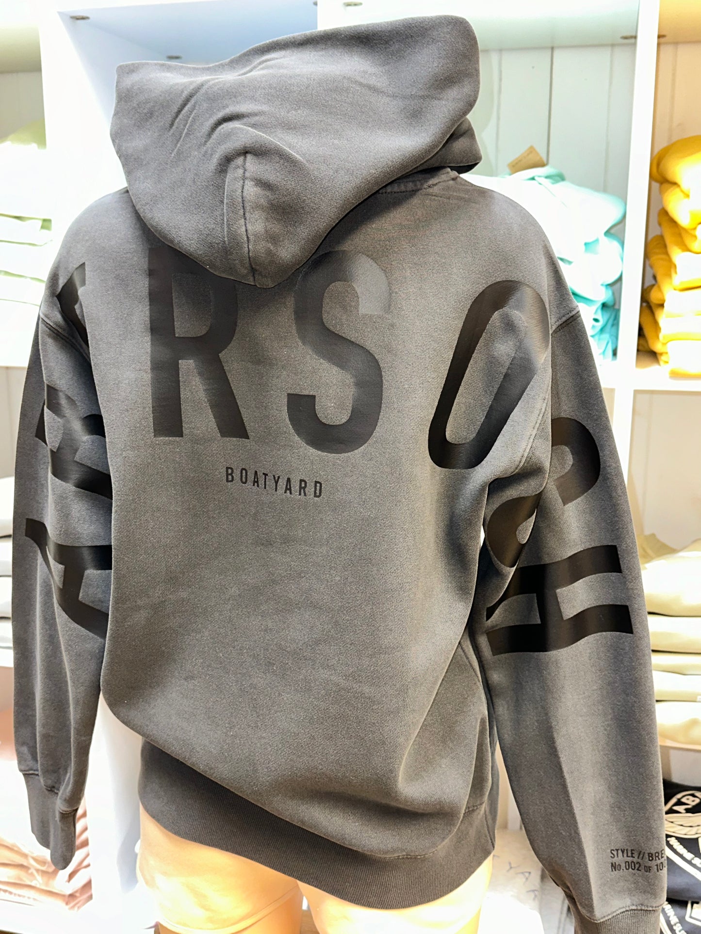 Abersoch Back Print Hoodie, Brecon - Black On Black.