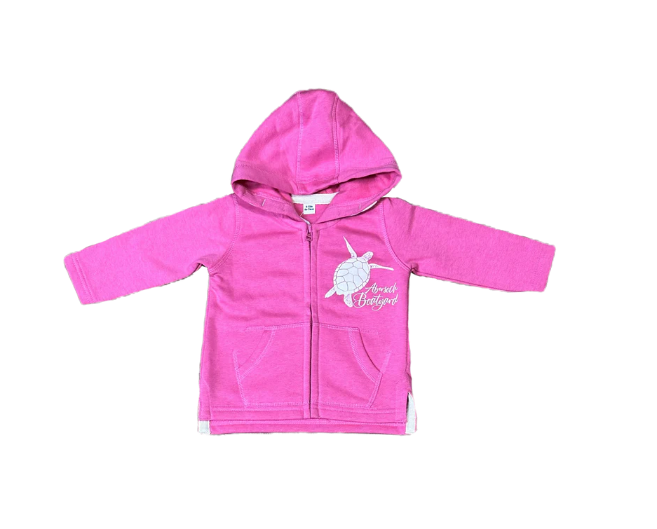 Dyluniad Crwban Babi Hwdi Zip Llawn, Pinc