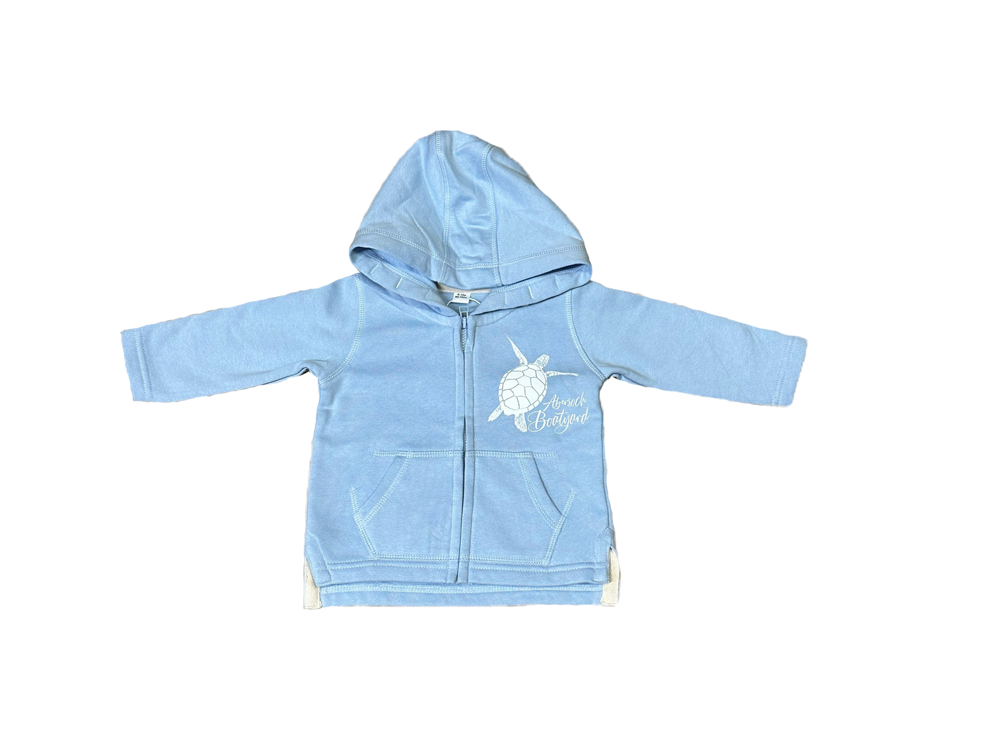 Crwban Cynllun Hwdi Zip Llawn Baban, Glas