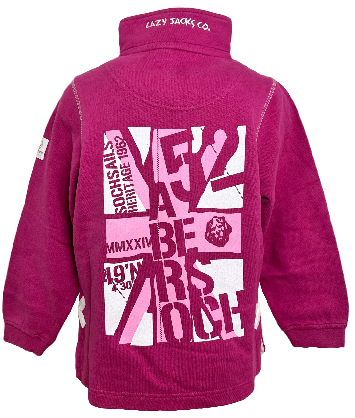 Dyluniad Jac yr Undeb Lazy Jacks 1/4 Zip Sweatshirt, Bright Pink
