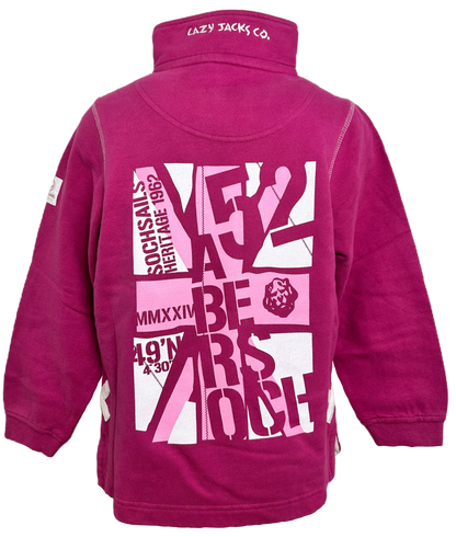 Dyluniad Jac yr Undeb Lazy Jacks 1/4 Zip Sweatshirt, Bright Pink