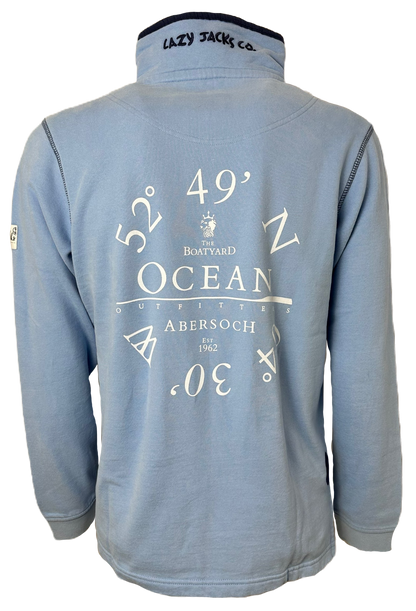 Lazy Jacks Ocean Co-Ord Design 1/4 Zip Sweatshirt, Sky
