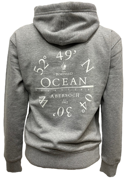 Cyd-drefniant Cefnfor Cotwm Organig Hoodie, Llwyd