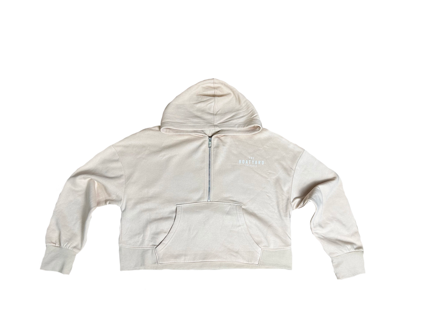 1/2 Zip Hoodie With Abersoch Print On Back, Peach