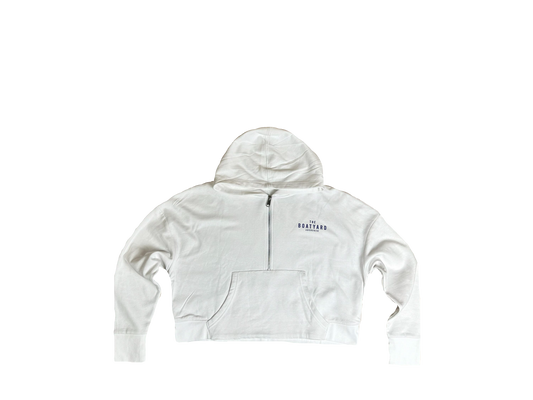 1/2 Zip Hoodie With Abersoch Print On Back, White