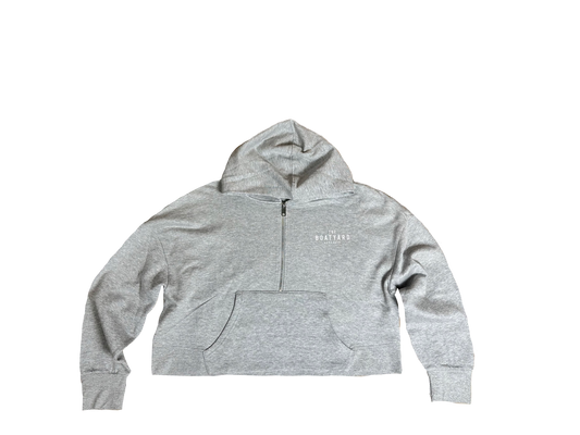 1/2 Zip Hoodie With Abersoch Print On Back, Grey