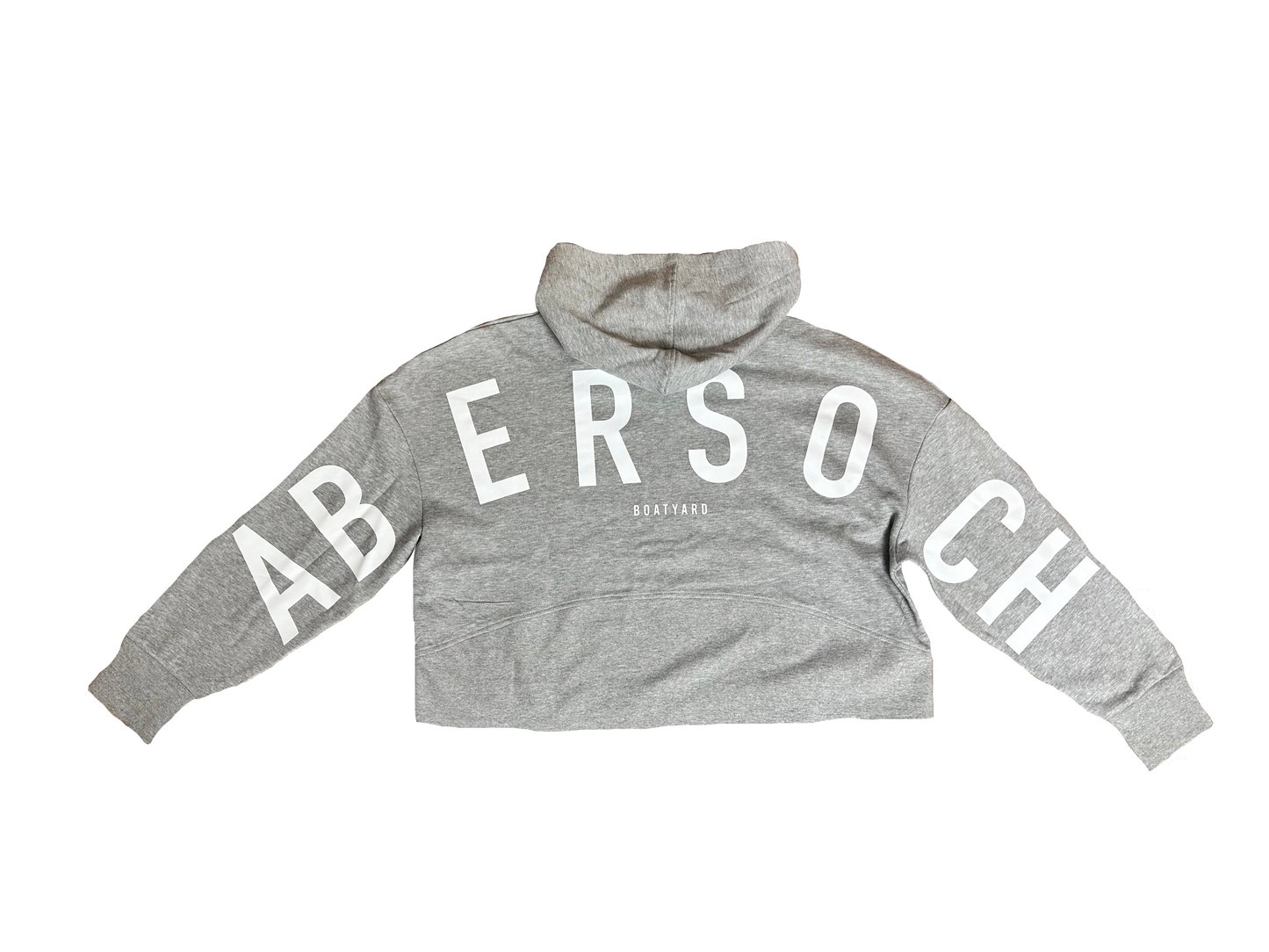 1/2 Hoodie Zip Gyda Phrint Abersoch Ar y Cefn, Llwyd