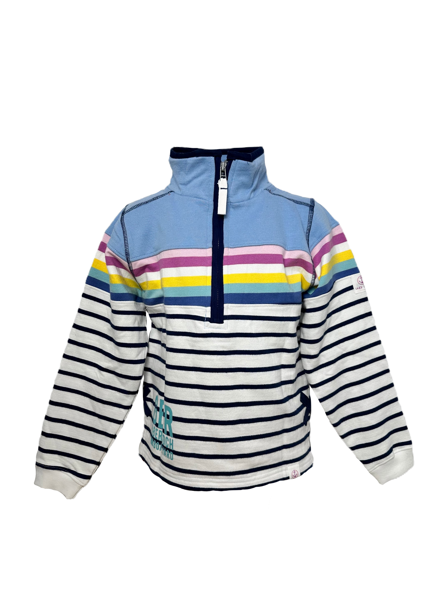 Lazy Jacks Boatyard Design 1/4 Zip Sweatshirt, Sky Stripe