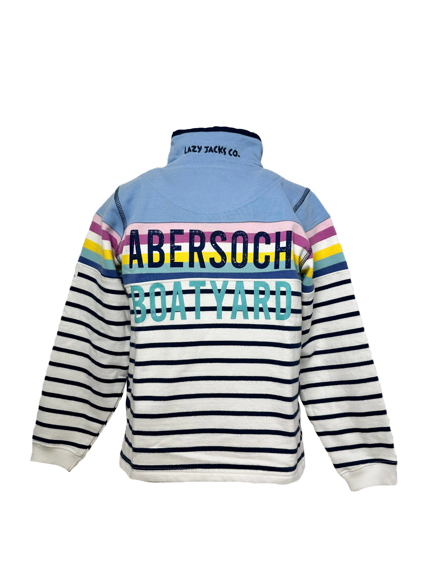 Lazy Jacks Boatyard Design 1/4 Zip Sweatshirt, Sky Stripe