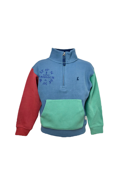 Joules Ocean C0-Ord Design 1/4 Zip Sweatshirt, Blue Multi