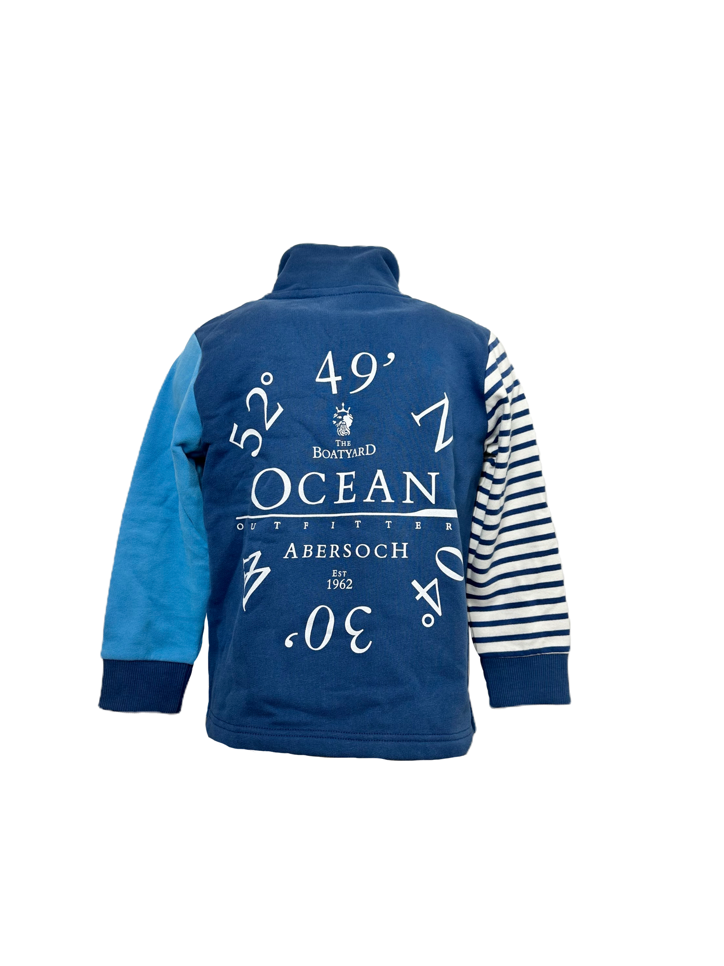 Dyluniad Cyd-Ord Cefnfor 1/4 Crys Chwys Zip, Stripe Glas