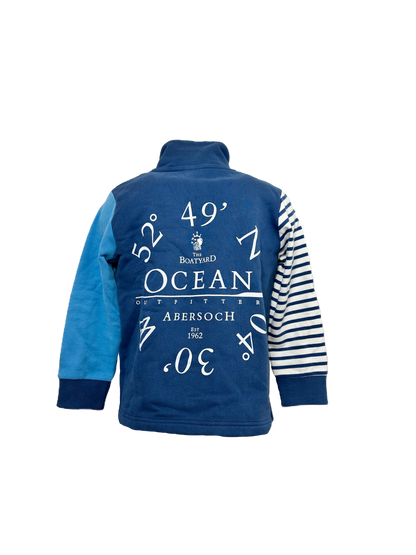 Dyluniad Cyd-Ord Cefnfor 1/4 Crys Chwys Zip, Stripe Glas