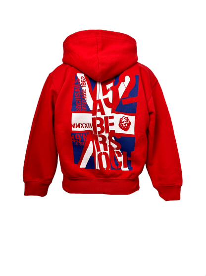 Hoodie Dylunio Jac yr Undeb, Coch