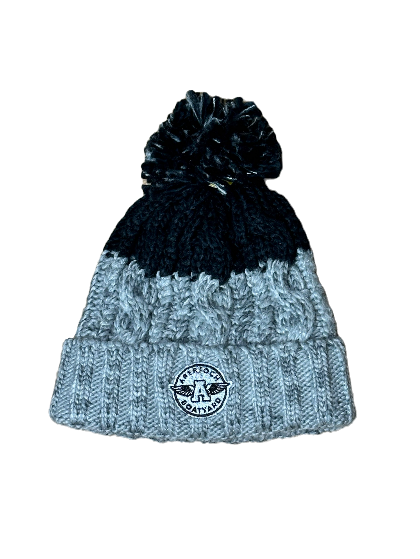 Fleece Lined Bobble Hat, Grey/Black