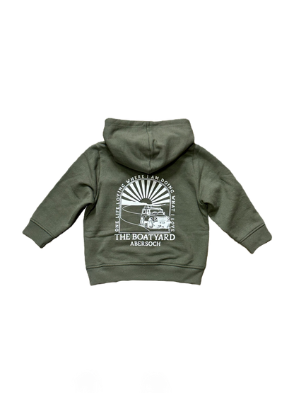 Hoodie Babanod Dylunio Oddi ar y Ffordd, Khaki