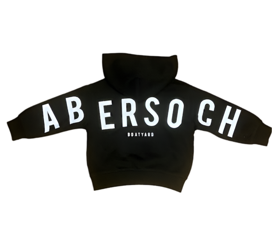 Kids Abersoch Back Print Hoodie, Black