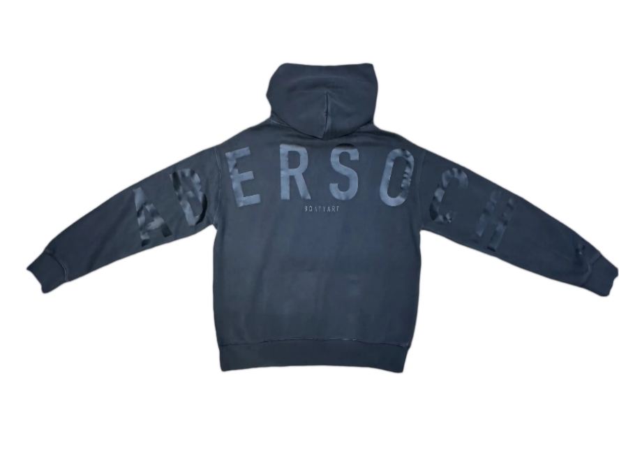 Abersoch Back Print Hoodie, Brecon - Black On Black.