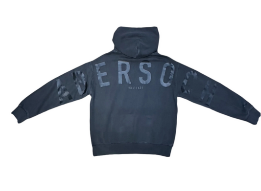 Abersoch Back Print Hoodie, Brecon - Black On Black.