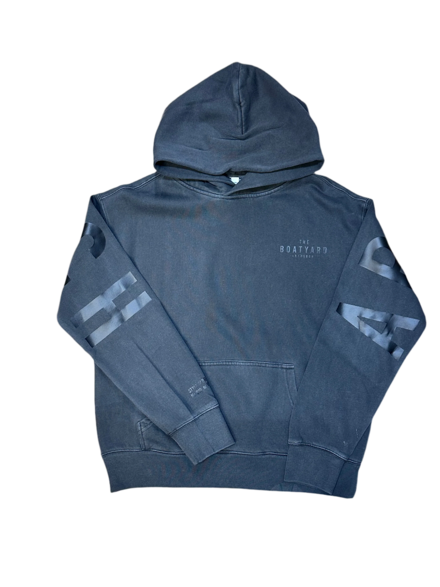 Abersoch Back Print Hoodie, Brecon - Black On Black.