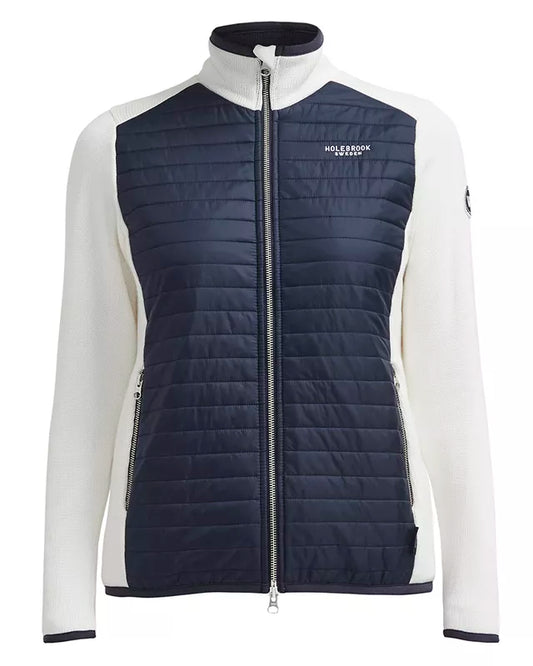 Mimi Knitted Windproof Jacket, Off White/Navy