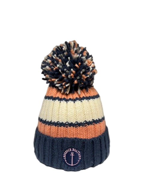 Fleece Lined Bobble Hat, Pink Stripe