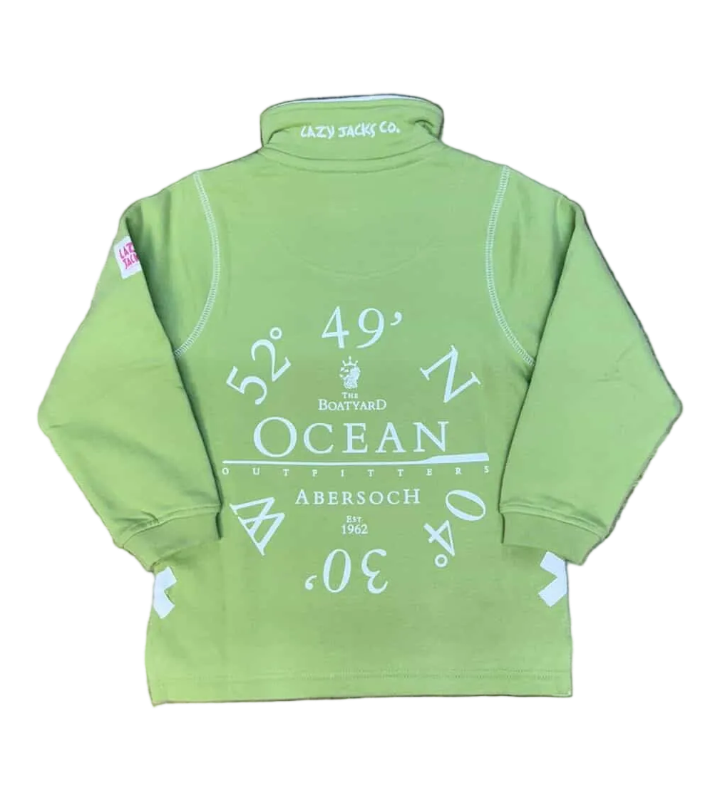 Lazy Jacks Ocean Co-Ord Design 1/4 Zip Sweatshirt, Pistachio