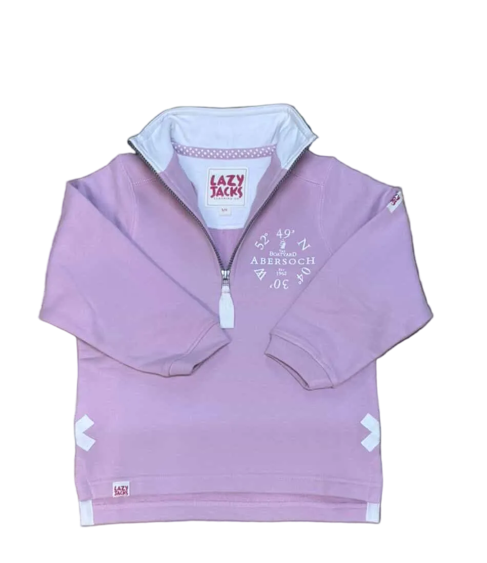 Lazy Jacks Ocean Co-Ord Design 1/4 Zip Sweatshirt, Light Pink