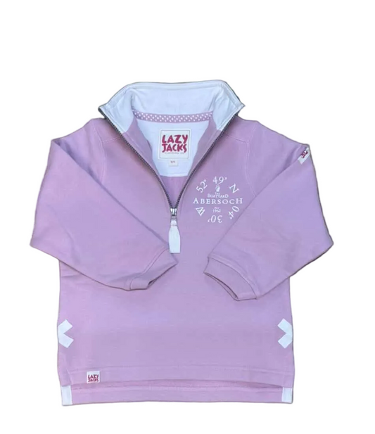 Lazy Jacks Ocean Co-Ord Design 1/4 Zip Sweatshirt, Light Pink