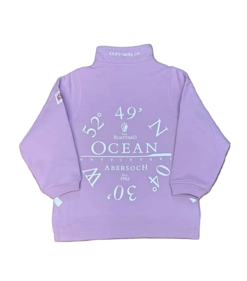Lazy Jacks Ocean Co-Ord Design 1/4 Zip Sweatshirt, Light Pink