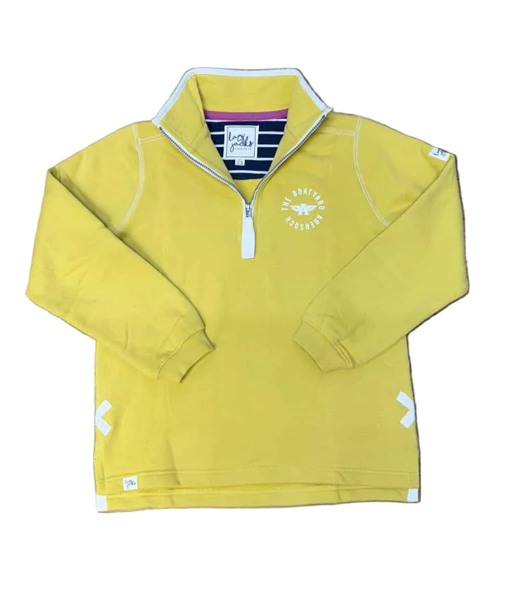 Lazy Jacks Crossed Surf Design 1/4 Zip Sweatshirt, Lemon