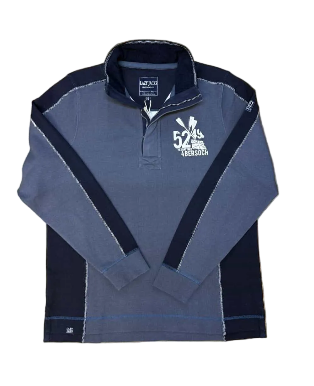 Lazy Jacks1/4 Zip Pique Sweatshirt, Denim