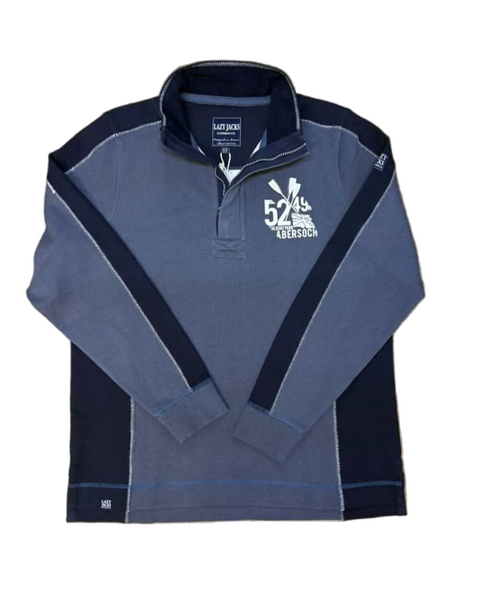 Lazy Jacks1/4 Zip Pique Sweatshirt, Denim